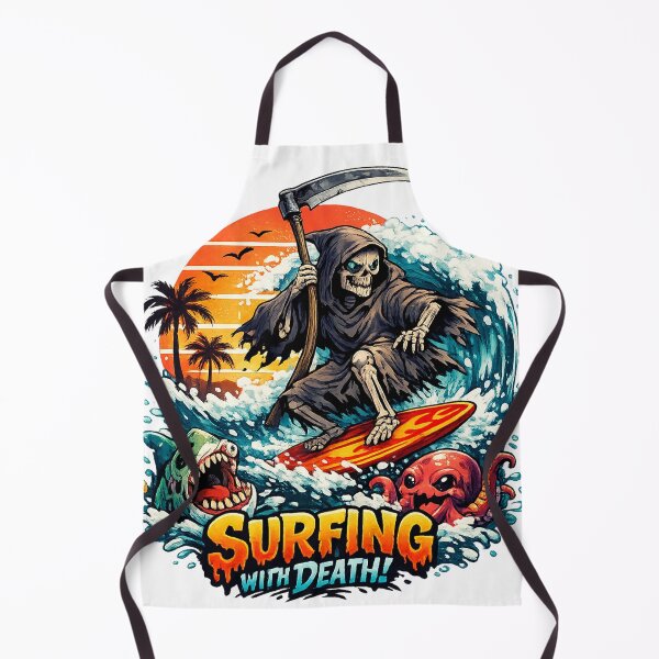 Item preview, Surfing With Death! Retro Grim Reaper Wave Rider T-Shirt designed and sold by MKBgdesign.