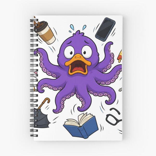 Item preview, Overwhelmed Duck-topus Dropping Everything designed and sold by LevelUpReads.
