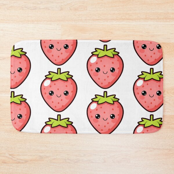 Item preview, Cute Smiling Strawberry Kawaii Cartoon designed and sold by Rexusstain.
