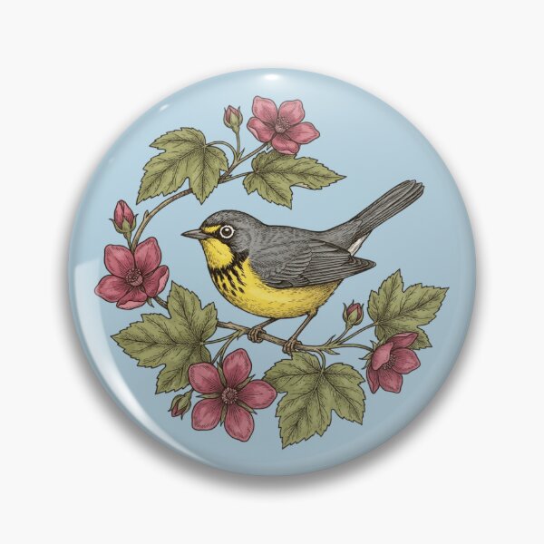 Item preview, Botanical Canada Warbler Bird Wildlife Art designed and sold by BirdsnStuff.