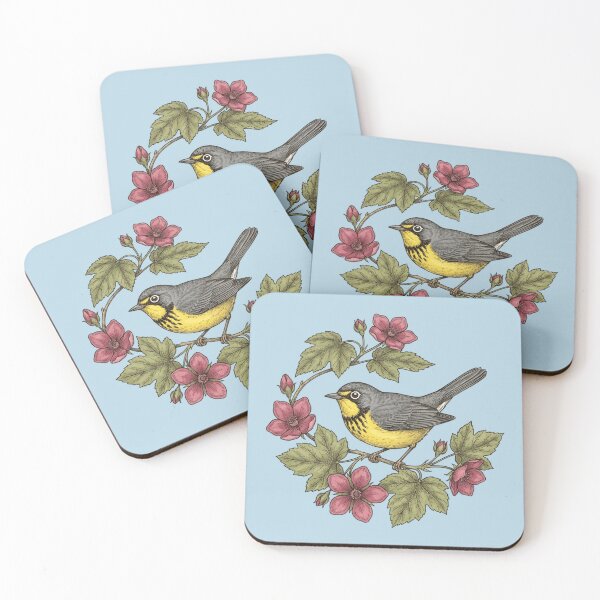 Item preview, Botanical Canada Warbler Bird Wildlife Art designed and sold by BirdsnStuff.