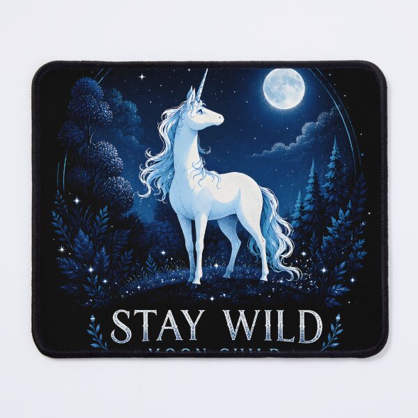 Item preview, Stay Wild Moon Child – Mystical Unicorn Framed Art Print | Celestial Fantasy Night Print designed and sold by AbstractAuraArt.