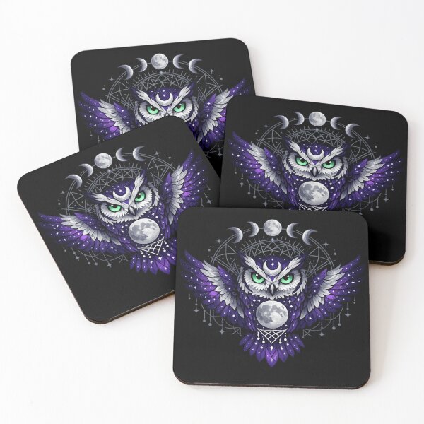 Item preview, Cosmic Lunar Owl Mystical Forest Spirit Art designed and sold by tineldesign.