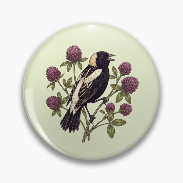 Item preview, Bobolink Bird Perched Among Purple Clover  designed and sold by BirdsnStuff.