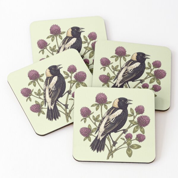 Item preview, Bobolink Bird Perched Among Purple Clover  designed and sold by BirdsnStuff.