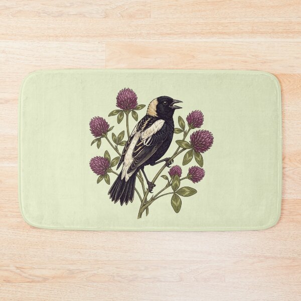 Item preview, Bobolink Bird Perched Among Purple Clover  designed and sold by BirdsnStuff.