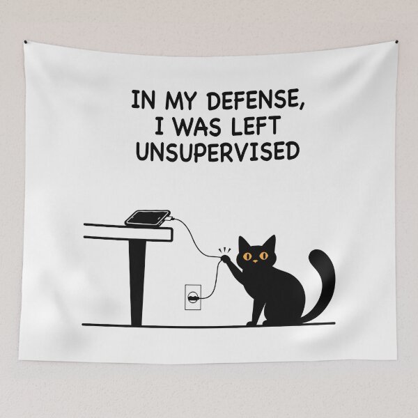 Item preview, Funny Black Cat Pulling Phone Charger Cable Minimalist Sticker Design designed and sold by JoelmaQ.