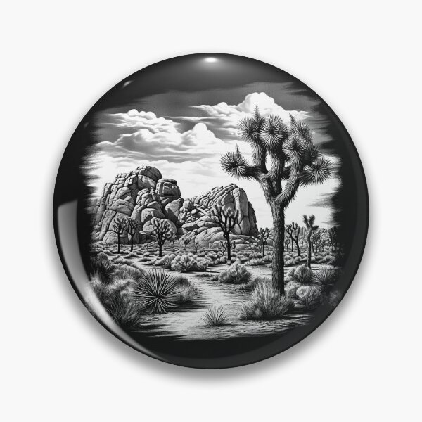 Item preview, Joshua Tree Desert Landscape Black and White Art designed and sold by inkoutninja.