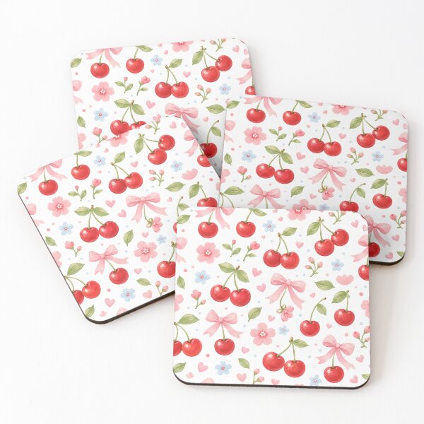 Item preview, Coquette Cherry Bow Floral Pattern designed and sold by pola-pola.