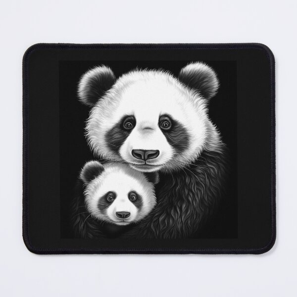 Item preview, Panda Mother and Baby Black and White Animal Art designed and sold by inkoutninja.
