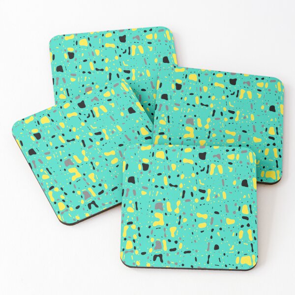 Item preview, Turquoise Blue Abstract Art - Vibrant Yellow and Black Spots Pattern designed and sold by K Design Store.