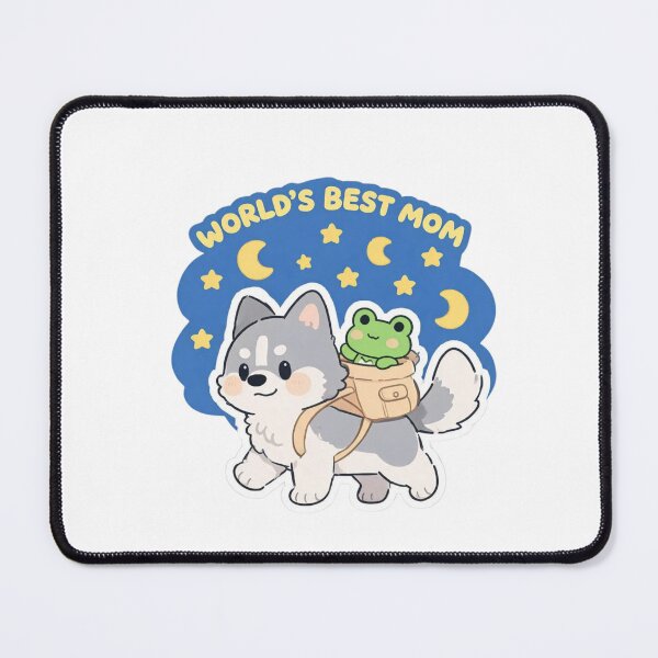 Item preview, Cute Chibi Husky and Frog World's Best Mom Sticker designed and sold by carestazafeli.