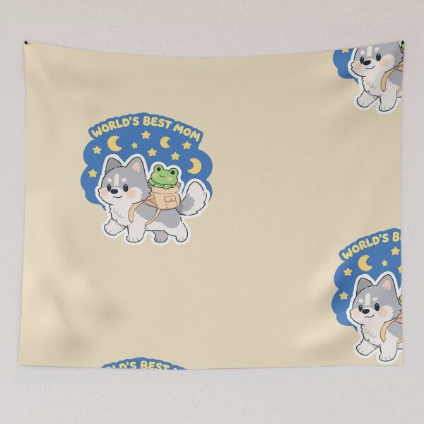 Item preview, Cute Chibi Husky and Frog World's Best Mom Sticker designed and sold by carestazafeli.