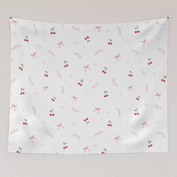 Item preview, Coquette Cherry Lace Bow Pattern designed and sold by pola-pola.