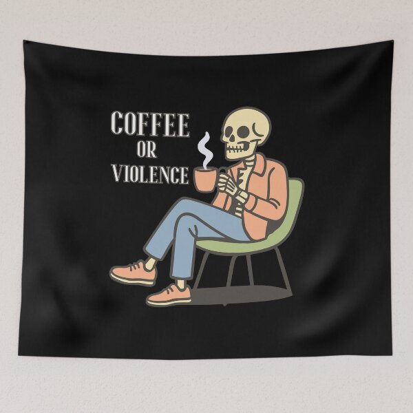 Item preview, coffee or violence simple classic design designed and sold by OldSkullDesigns.