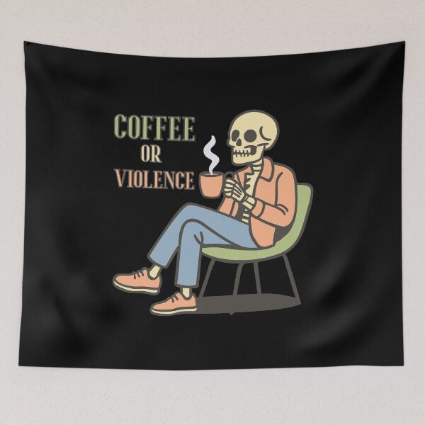 Item preview, coffee or violence simple classic design designed and sold by OldSkullDesigns.