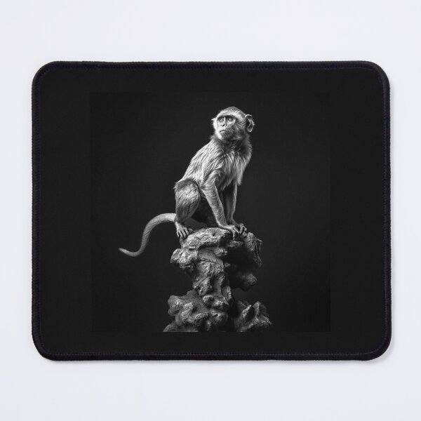 Item preview, Monkey on Rock Black and White Wildlife Portrait designed and sold by inkoutninja.