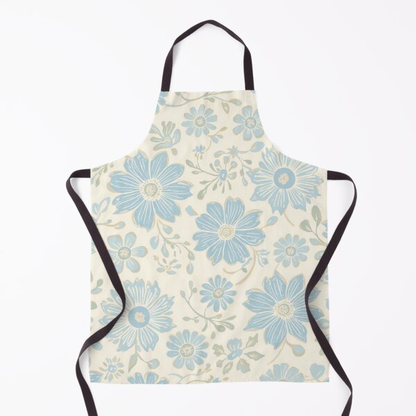 Artikelvorschau, Babyblaues Frühlingsblumenmuster auf elfenbeinfarbenem Hintergrund entworfen und verkauft von burbankdesigns.