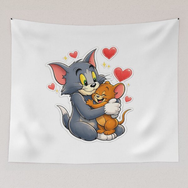 Item preview, Cute Tom and Jerry Hug Sticker | Cartoon Best Friends Love Design designed and sold by Kanvasly.