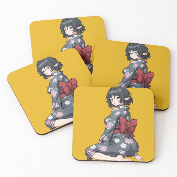 Item preview, Dark Hair Rat Girl in Dark Grey Floral Yukata designed and sold by Jimakmo.
