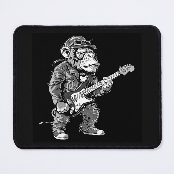 Item preview, Rockstar Monkey Guitar Black and White Music Art designed and sold by inkoutninja.