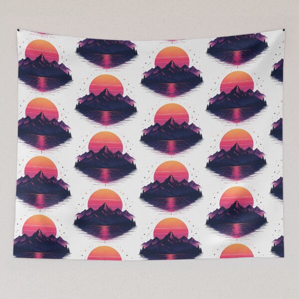 Item preview, Retro Sunset Mountain (80s Style) designed and sold by johndesignwaves.