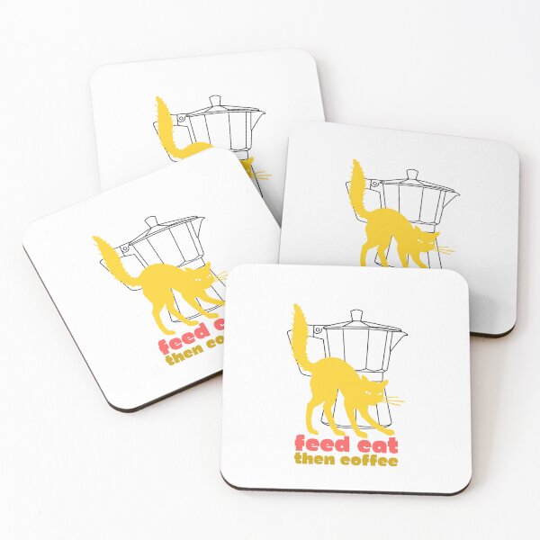 Item preview, Feed Cat Then Coffee — Funny Cat design Coral-Beige designed and sold by Melo&Mia.