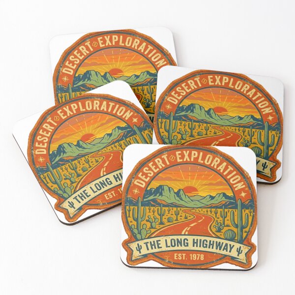 Item preview, Desert Exploration The Long Highway Vintage Cactus Sunset Badge designed and sold by MT-Hub | Cute Aesthetic Art, Stickers & Phone Cases.