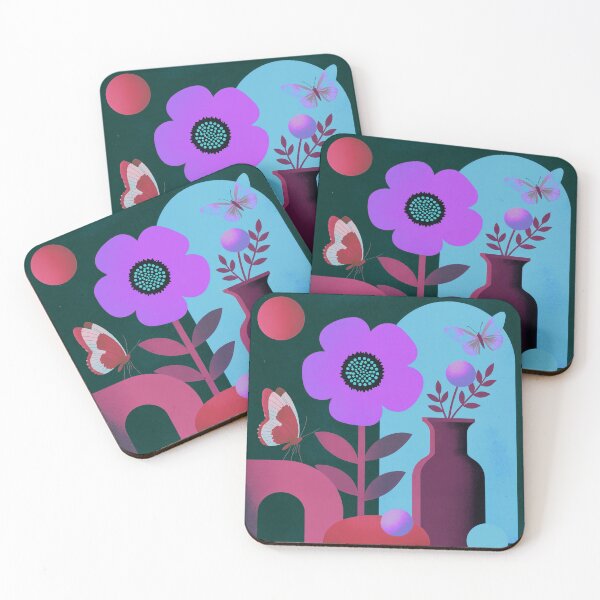 Item preview, Dreamy Violet Flower and Butterfly | Modern Botanical Geometric Wall Art designed and sold by joycrysstudio.