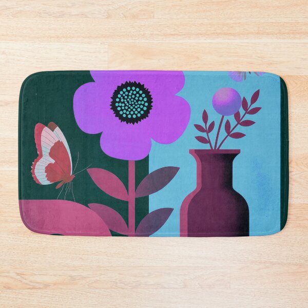Item preview, Dreamy Violet Flower and Butterfly | Modern Botanical Geometric Wall Art designed and sold by joycrysstudio.