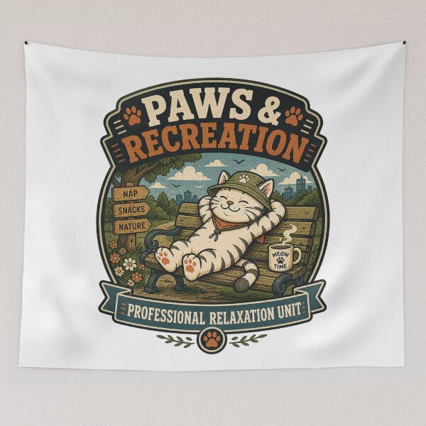 Item preview, Paws And Recreation Funny Cat Relaxation T-Shirt designed and sold by MAF_Merch.