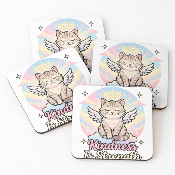 Item preview, Kindness Is Strength Angel Cat Shirt Kawaii Cat Gift Positive Quote Cat Lover Tee designed and sold by Sky-bully.