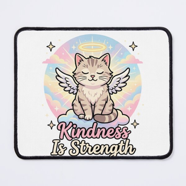 Item preview, Kindness Is Strength Angel Cat Shirt Kawaii Cat Gift Positive Quote Cat Lover Tee designed and sold by Sky-bully.