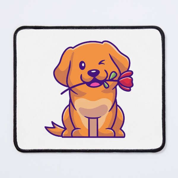 Item preview, Cute Winking Dog with Red Rose Flower in Mouth designed and sold by dmorcu.
