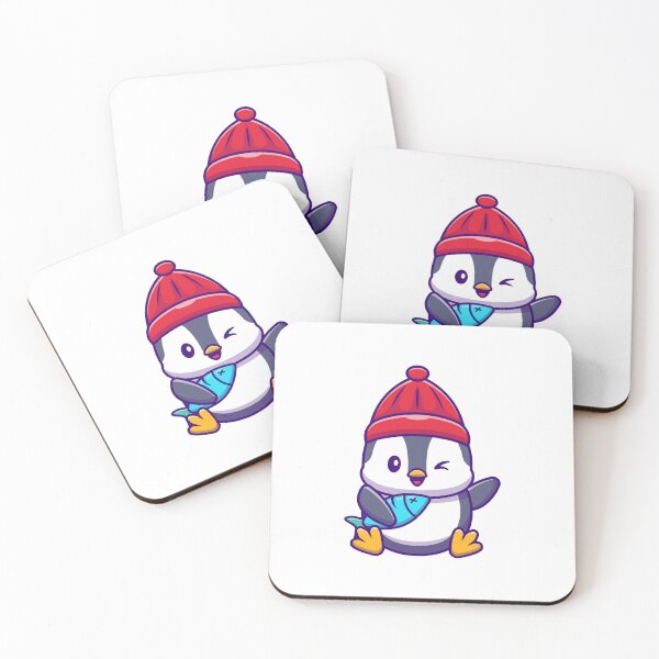 Item preview, Cute Chibi Penguin Holding Blue Fish Cartoon designed and sold by dmorcu.