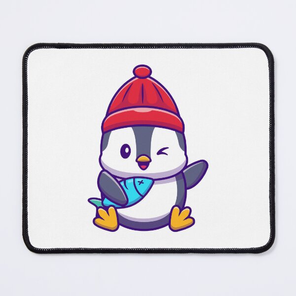 Item preview, Cute Chibi Penguin Holding Blue Fish Cartoon designed and sold by dmorcu.