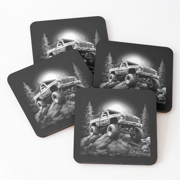 Item preview, Lifted Monster Truck Black and White Off Road Art designed and sold by inkoutninja.