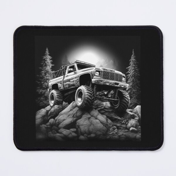 Item preview, Lifted Monster Truck Black and White Off Road Art designed and sold by inkoutninja.