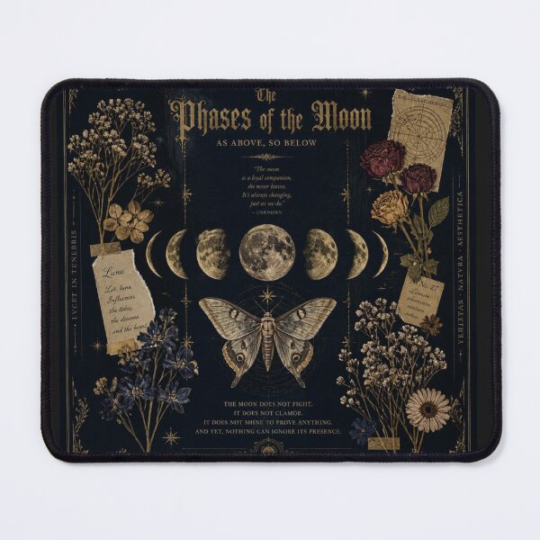 Item preview, Moon Phases Moth & Dried Flowers | Dark Academia Gothic Navy Gold Art Print designed and sold by Cosmic Zodiac Studio.