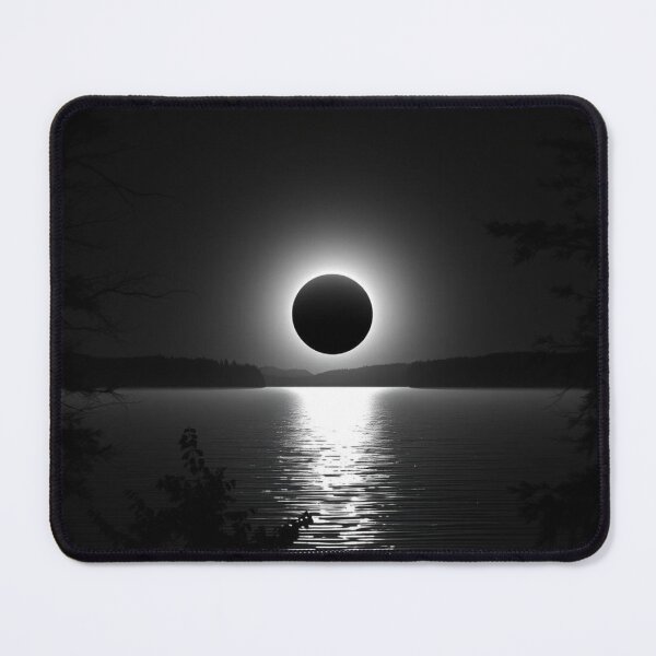 Item preview, Total Solar Eclipse Over Lake | Dramatic Black and White Landscape designed and sold by EllDAV777.