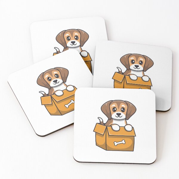 Item preview, Cute Beagle Puppy Dog In Cardboard Box Cartoon designed and sold by dmorcu.