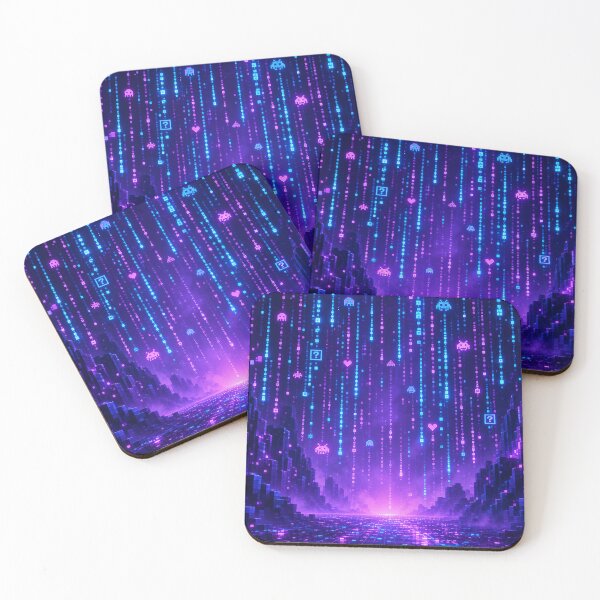 Item preview, Neon Pixel Rain – Retro Futuristic Cyber Gaming Art designed and sold by Jandedan.