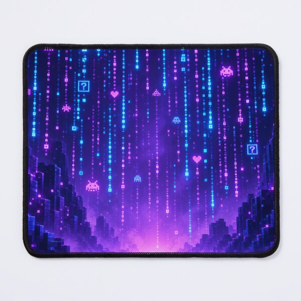 Item preview, Neon Pixel Rain – Retro Futuristic Cyber Gaming Art designed and sold by Jandedan.