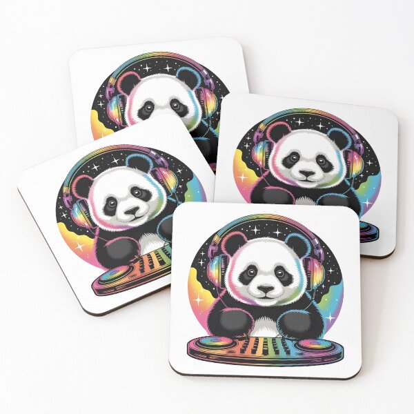 Item preview, Galaxy Panda DJ Rainbow Neon T-Shirt Design designed and sold by RBToper.