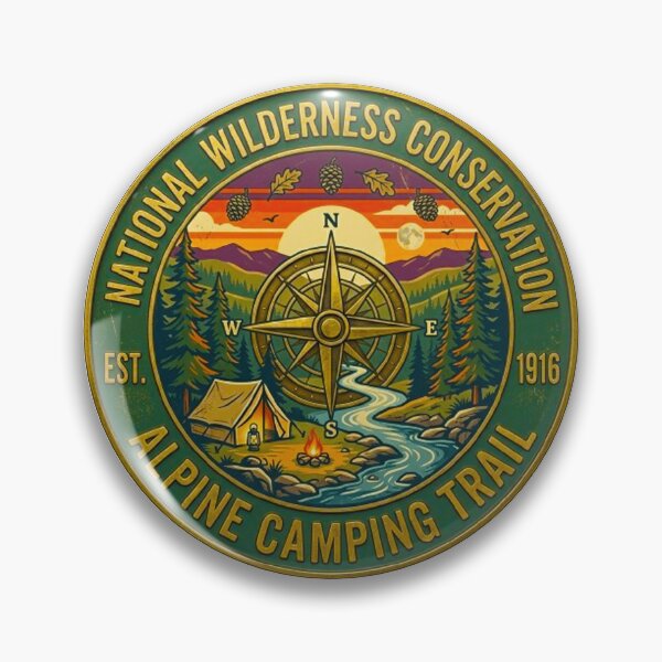 Item preview, National Wilderness Conservation Alpine Camping Trail Vintage Badge designed and sold by MT-Hub | Cute Aesthetic Art, Stickers & Phone Cases.