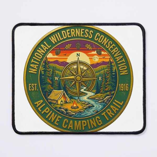 Item preview, National Wilderness Conservation Alpine Camping Trail Vintage Badge designed and sold by MT-Hub | Art for Every Soul.