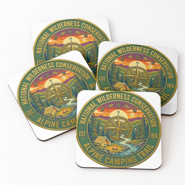 Item preview, National Wilderness Conservation Alpine Camping Trail Vintage Badge designed and sold by MT-Hub | Cute Aesthetic Art, Stickers & Phone Cases.