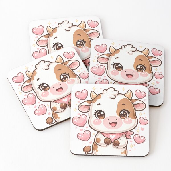 Item preview, Kawaii Cow with Hearts – Romantic and Adorable Chibi Design designed and sold by JemDo.