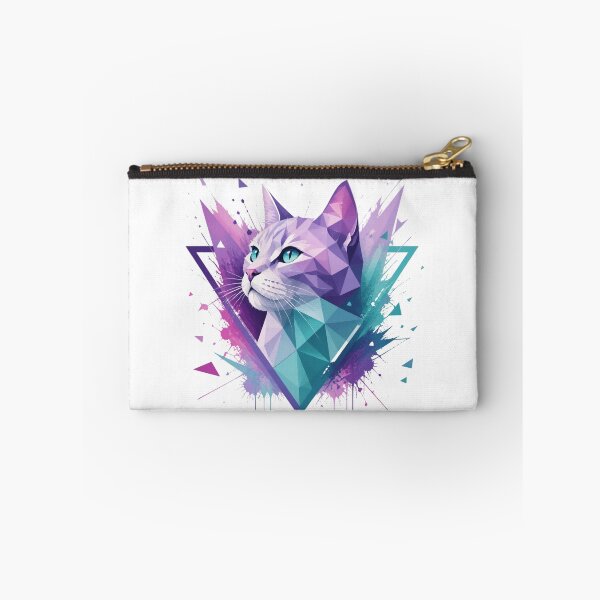 Item preview, Low Poly Geometric Cat | Purple Teal Watercolor Splash Art Print | Cat Lover Gift designed and sold by Cosmic Zodiac Studio.