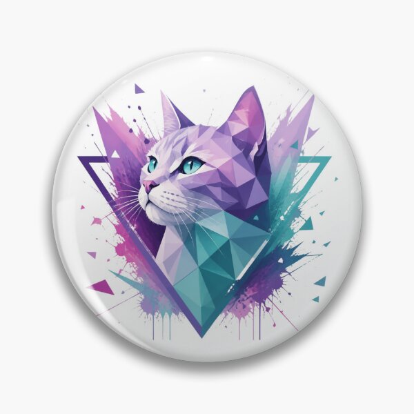 Item preview, Low Poly Geometric Cat | Purple Teal Watercolor Splash Art Print | Cat Lover Gift designed and sold by Cosmic Zodiac Studio.